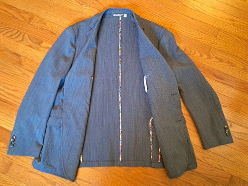 Robert Graham Seersucker Blazer Blue Navy Striped Jacket Preppy Nautical Mens 50 - Picture 8 of 15