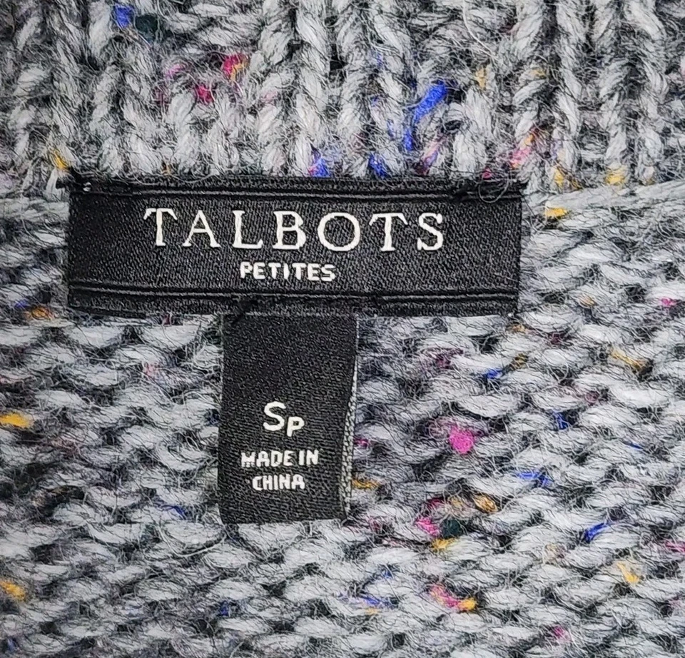 Talbots 羊毛混纺开衫毛衣灰色条纹纽扣前女式小号 — 第 4/4 张图片