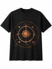 Detailed Celestial Chart Torn Vintage Mens T-Shirt Black 100% Cotton Adults