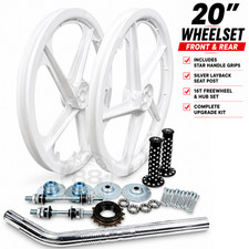 BMX Bicycle 20" PVC NEW Sport Rim Complete WHITE Wheelset-Hub SeT- Freewheel 16T