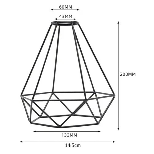 Industrieller geometrischer Lichtschirm Drahtrahmen Deckenanhänger Leuchtschirm Lampenschirm - Bild 31 von 37