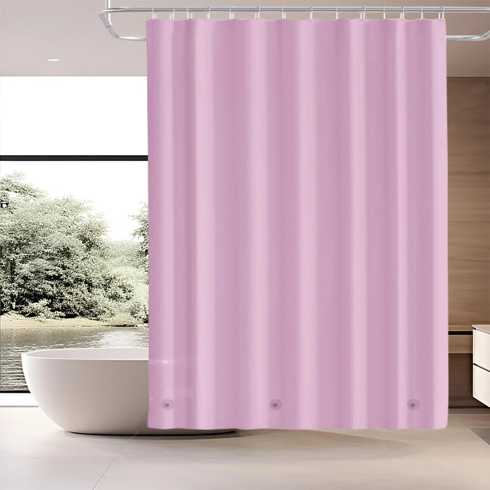 "Elegante forro de cortina de ducha PEVA rosa 72x72"" con pesas y ojales magnéticos" Foto 2 de 4