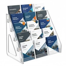 5-Tier Acrylic Brochure Holder, Pamphlet Display Stand for Countertop  Clear Li