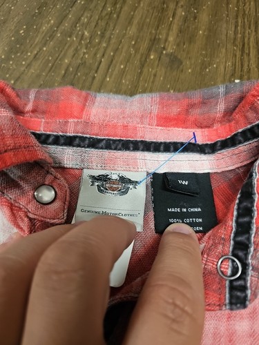 Harley-Davidson Women’s Red Gray Cotton Plaid Pearl Snap Button Up Shirt Size XL - Picture 3 of 9