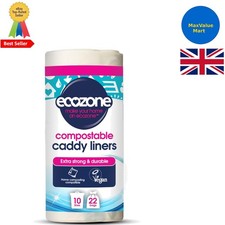 Caddy Liners, 100% Compostable & Biodegradable Bin Bags, 10 Litre Size, Stron...