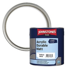 Johnstones Trade Acrylic Durable Matt Emulsion Brilliant White Wall Ceiling 2.5L
