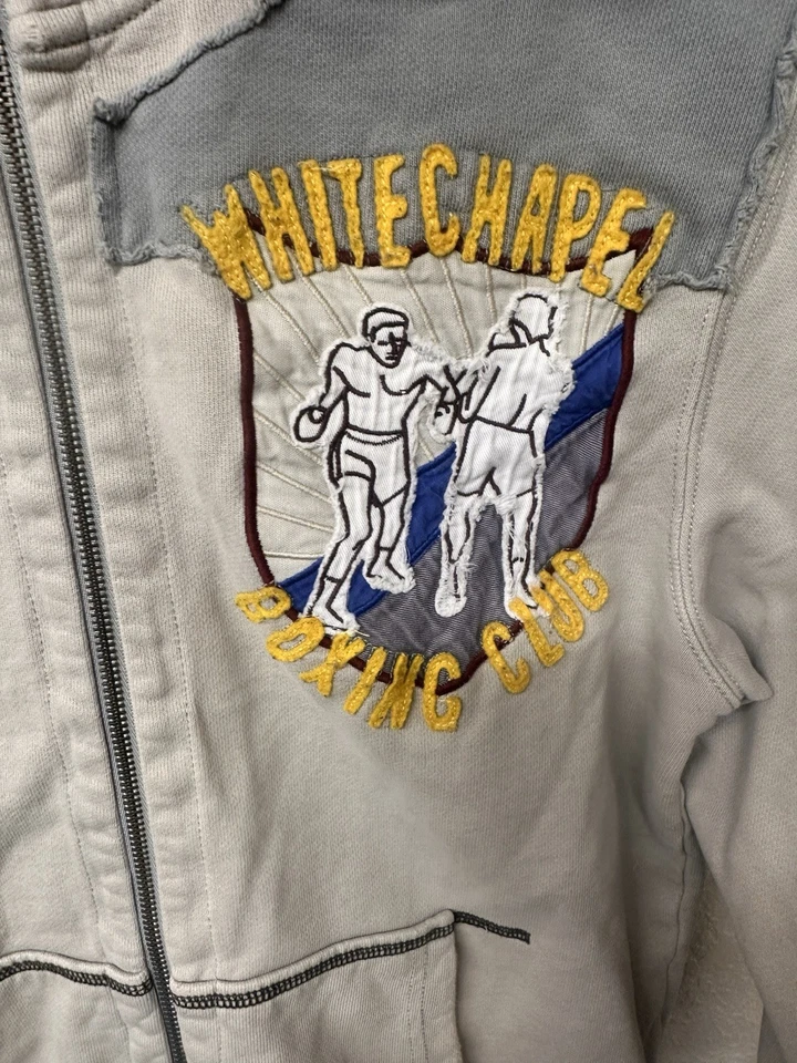 Sudadera con capucha vintage Y2K Pepe Jeans para hombre Whitechapel club de boxeo cremallera talla mediana Foto 2 de 4