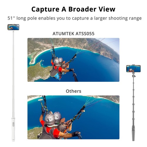51" Selfie Stick Tripod, All in One Extendable Phone Tripod Stand with Blueto... - Picture 8 of 9