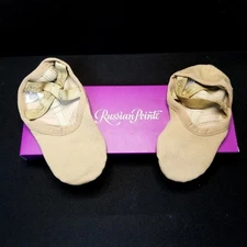 NIOB Russian Pointe Vivante Tan Stretch Canvas Ballet Slippers Kids Size 1.5