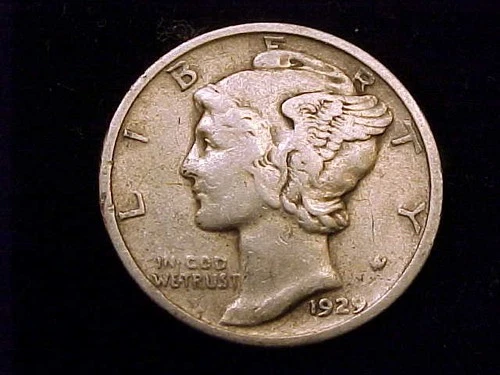 1929-D  Mercury Dime,  Fine  in Grade