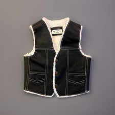 NEW Black Genuine Leather Sherpa Vest For Toddler - Size 6