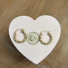 14K YELLOW GOLD TWIST HOOP EARRINGS