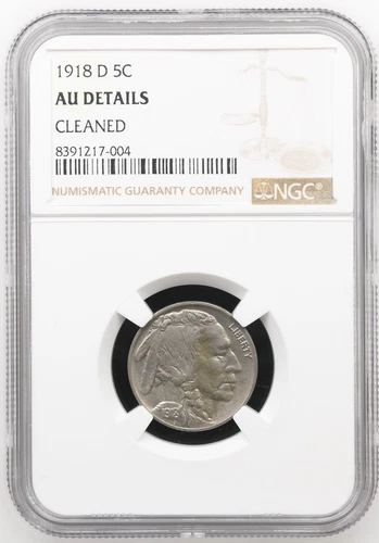 1918 D Buffalo Nickel NGC AU-DETAILS
