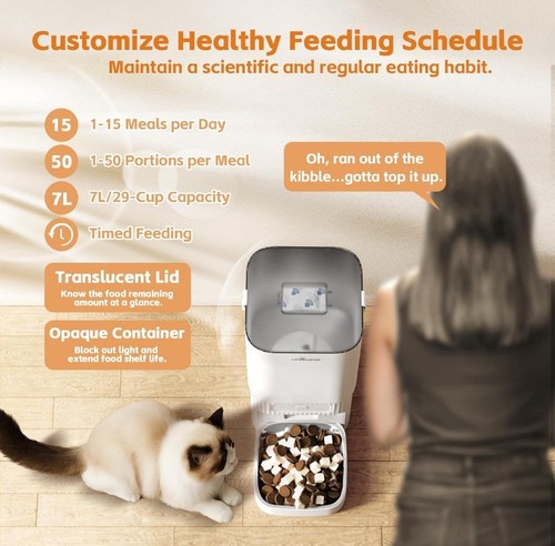 Automatic Cat Feeder 7L/29Cup Automatic Dog Feeder 5G/2.4G WiFi Programmable Cat - Picture 3 of 8