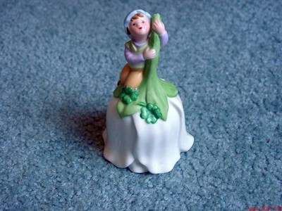 Vintage 1983 Avon ''Good Luck Bell'' Leprechaun with Shamrocks on Flower