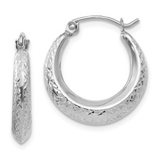 14K White Gold Hollow Textured Hinged Hoop Earrings Madi K Children's Jewelry