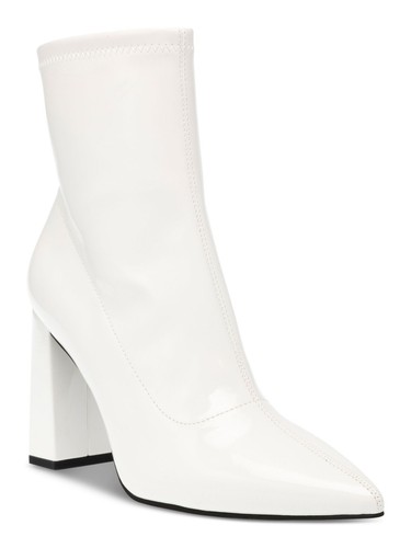WILD PAIR Womens White Padded Iloise Pointed Toe Block Heel Booties 8.5 M
