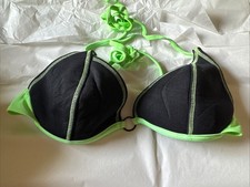 Vintage 90s Body Glove Bikini Top Size 10 Lime Green Black