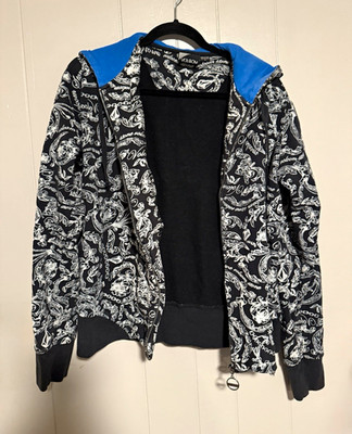 Vintage Y2K Volcom Baroque All Over Print (AOP) Zip Hoodie - Rare XL