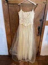 Gunne Sax Jessica McClintock Corset Gown Prom Ivory Gold Tulie 13/14 Fairycore
