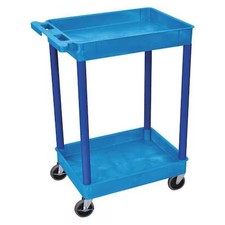 Utility Cart With Deep Lipped Plastic Shelves, 300 Lb Load Capacity, 2 Shelves,