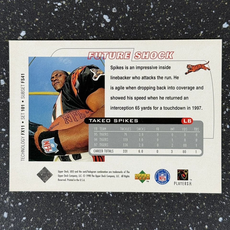 Takeo Spikes Rookie RC Future Shock 1998 Upper Deck UD3 #101 Cincinnati Bengals - Image 2 of 2