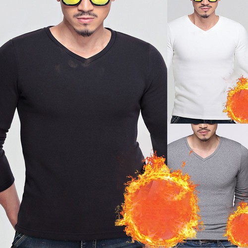 Mens Warmth Booster Stylish V Neck Thermal Fabric and Comfortable Fit Top - Picture 3 of 20
