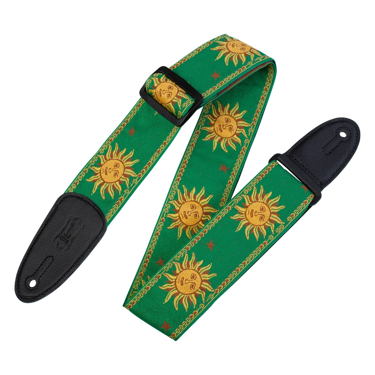 Levys Sun Design Jacquard Weave Guitar Strap, Green (NEW)