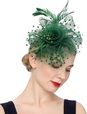 Green Fascinator Hat for Women - Tea Party, Derby, Wedding, Cocktail Headband