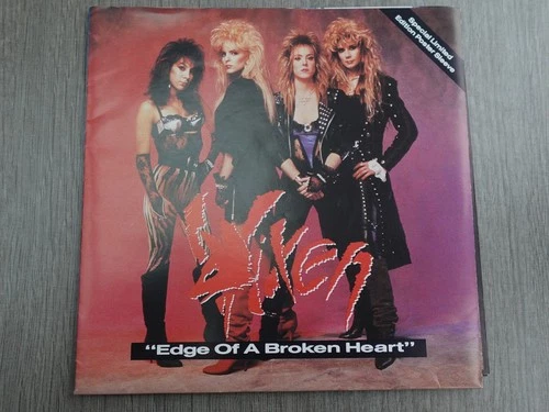 Vixen EDGE OF A BROKEN HEART 1988 UK POSTER SLEEVE WITH BACKSTAGE PASS MINT / EX