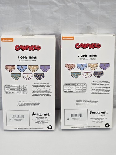 Garfield Cotton Girls Briefs 2 Packs (14 Total) Size 4 100% Cotton Nickeloden L - Picture 2 of 3