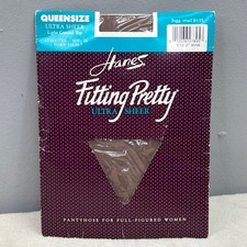 Vintage Hanes Fitting Pretty Ultra Sheer Pantyhose Queen 2X Town Taupe 80s NIP