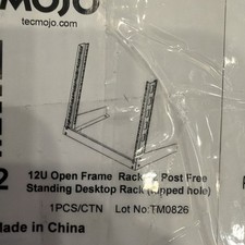 Tecmojo 2 Post 12U Desktop Server Rack Small Open 12U/Tapped Hole, Black
