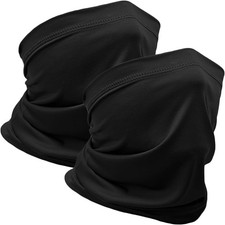 2 Packs Neck Gaiter Face Mask Scarf Gator Sun Cooling Balaclava Bandana Black