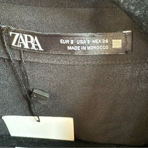 Vestido Camisa Zara Negro Sólido Manga Larga Botón Frontal Cinturón Talla Pequeña NUEVO - Imagen 3 de 6