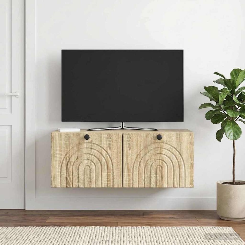 Meuble TV mural Montage mural Bois d'ingénierie Cabinets muraux vidaXL