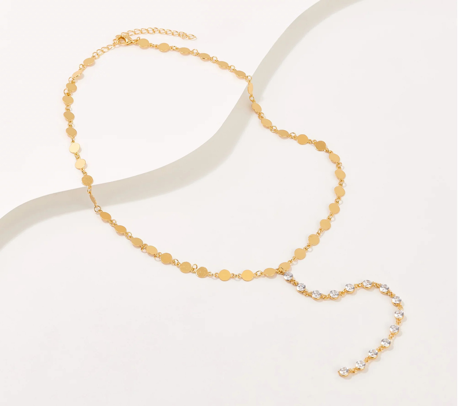 "Diamonique x Lisa Freede Goldtone Brass Clear CZ Y-Drop Necklace 16\""