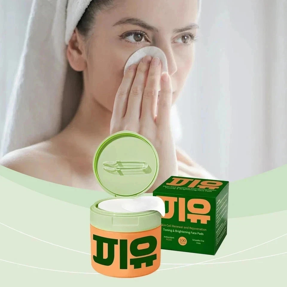 Jiyu Korean Skincare Anti-Aging, Dark Spot & Wrinkle Minimizing Toner Pads 100Pc