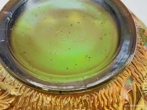 Northwood Gold Grün Karneval Glas Eichel Grate Beere Schale - Bild 8 von 10