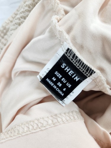 SHEIN Damen Rock Gr. M creme Struktur Strick Minirock gefüttert Stretch figurbetont - Bild 2 von 6