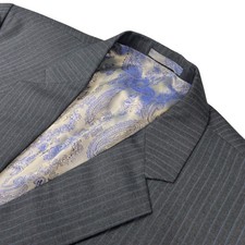 Bespoke Custom Men's Vitale Barberis Canonico Wool Blazer Gray/Blue Stripe   48S