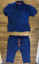 Figs Women's Size XL Top  Pants Size 2XL Royal Blue Scrub Pants Top Set