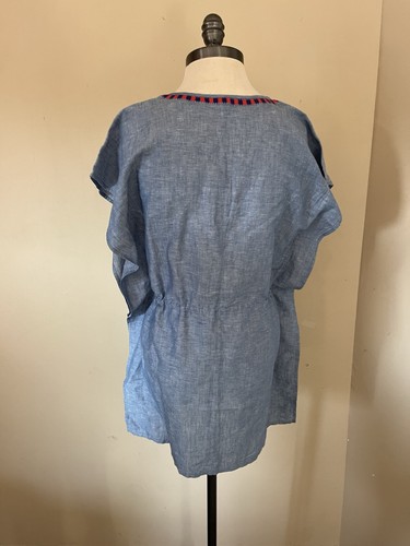 J. Crew chambray embroidered beach cover-up or tunic Size XXXS Boho Linen Cotton - Picture 5 of 8