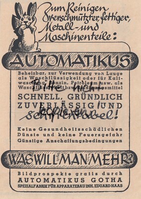 GOTHA, Werbung 1939, Automatikus Spezialfabrik für Apparatebau Inhaber Edu. Haas