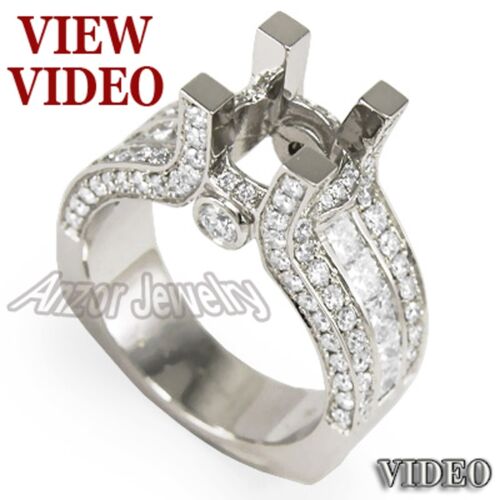 950 Palladium Wide Semi Mount Diamond Engagement Ring Pave Setting