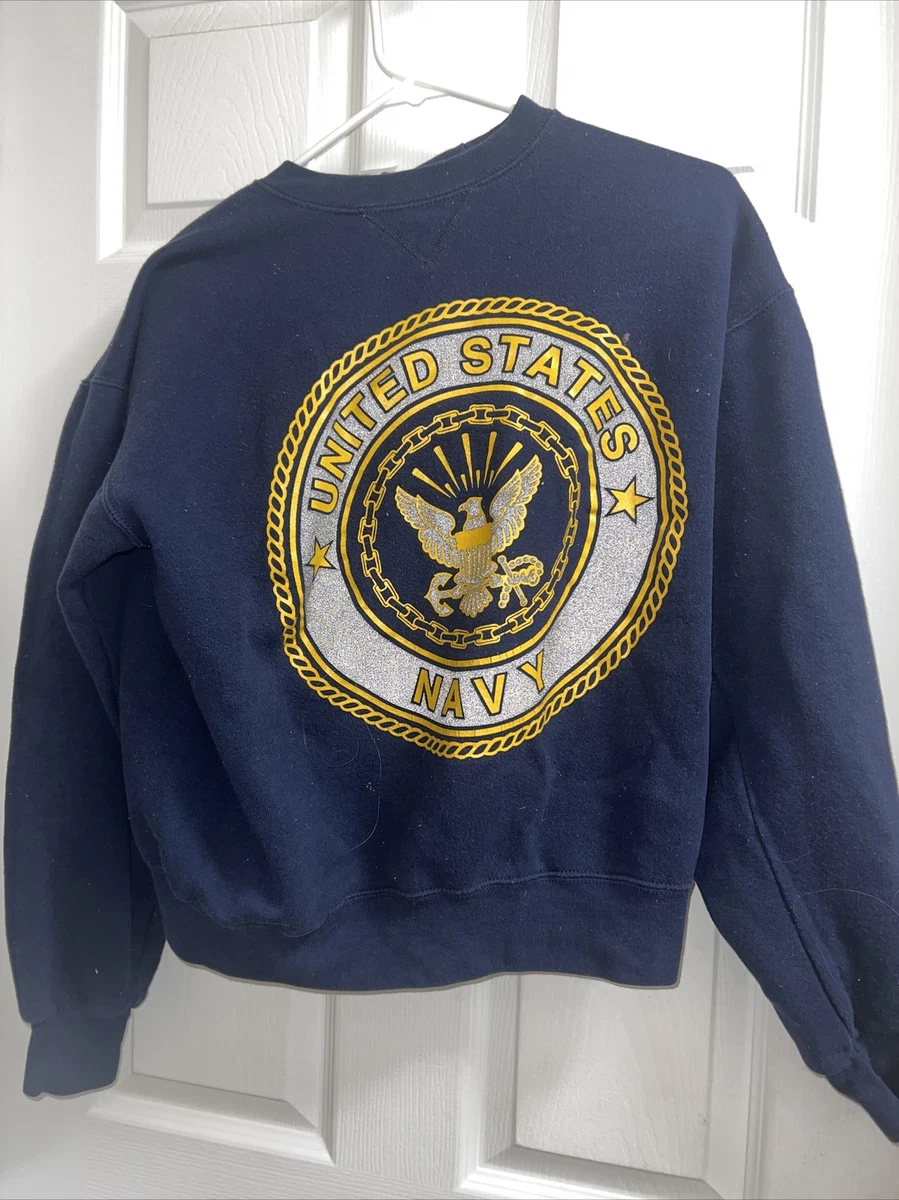 Vintage US Navy Sweatshirt USA 80s Rare Crewneck Made in USA 50/50 Blue Soffe M