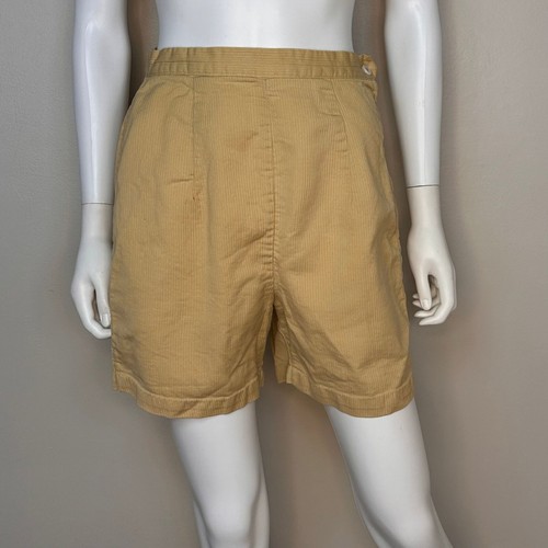 Vintage 1950s 1960s Tan Side Zip High Waisted Shorts 50s 60s