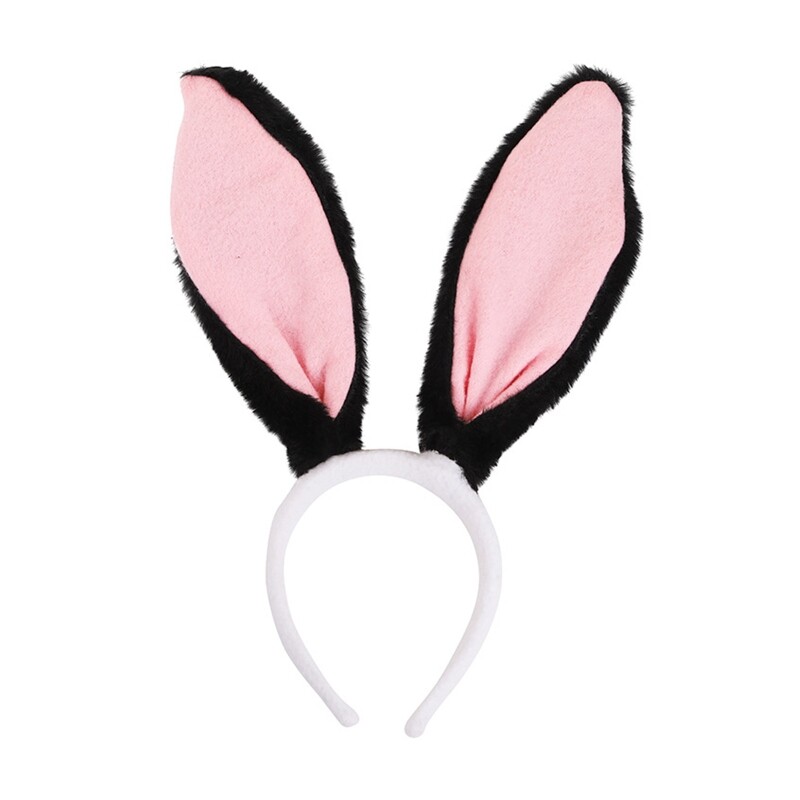 Fluffy Bunny Ears Headband for Women Live Stream Makeup Hair Accessory