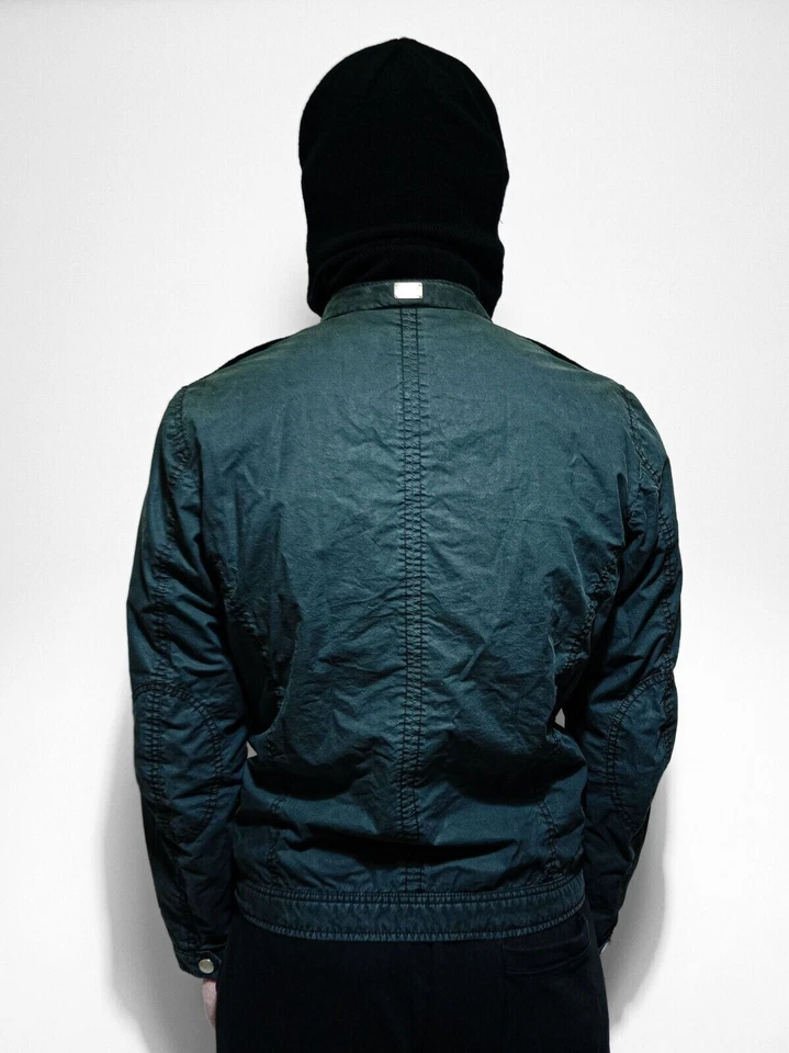 Chaqueta motera diésel popelina con cremallera M, con acolchado ligero negro dorado premium Foto 3 de 4