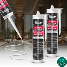 12 PK Smartbuy All Purpose Clear Silicone Sealant Adhesive For Glass Window Door